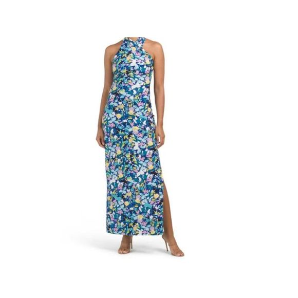 Rachel Roy Women's Crisscross Halter Maxi Dress Green Size Large